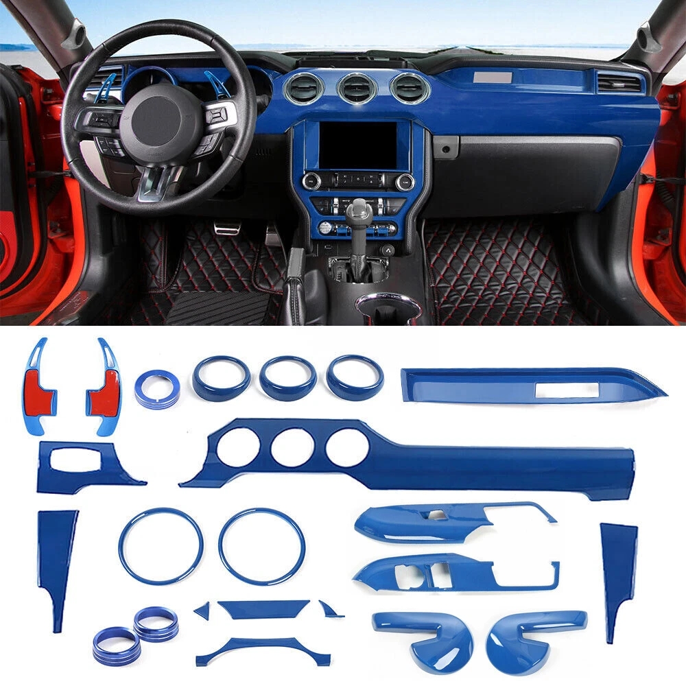 Blue Full Set Interior Decoration Trim Kit For 2015 Ford Mustang