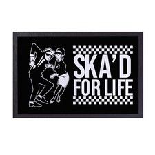 Ska'd For Life Black  White Design - Door Mat - 60cm x 40cm