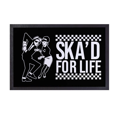 Ska'd For Life Diseño Blanco y Negro - Alfombra de Puerta Antideslizante 60x40cm - Imagen 1 de 4
