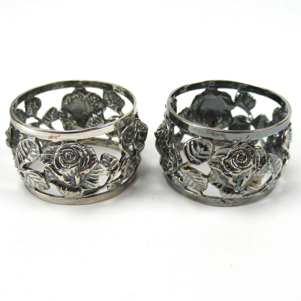 2 Christoph Widmann Serviettenringe versilbert Hildesheimer Rose Napkin Rings - Bild 3 von 3