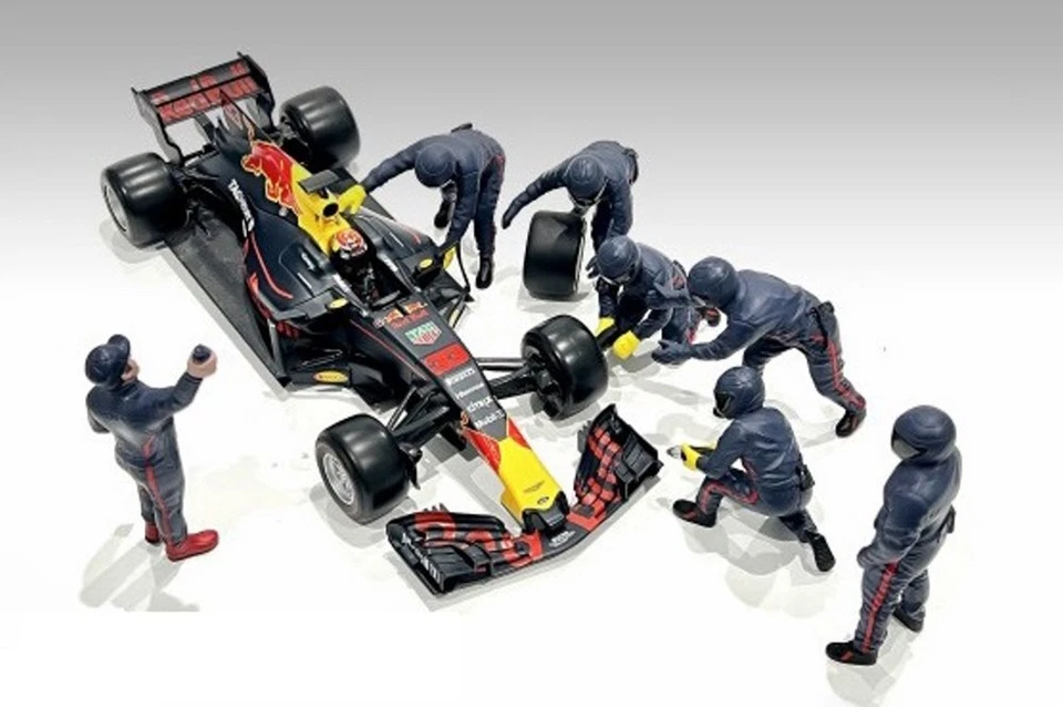 FIGURA FÓRMULA UNO F1 PIT CREW TEAM AZUL SET III 1/18 DIORAMA AMERICANO 76558 Foto 3 de 4