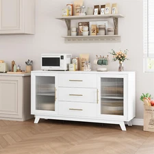 ✅Farmhouse Sideboard Buffet Cabinet Coffee Bar Cabinet with Storage 56'' Storage