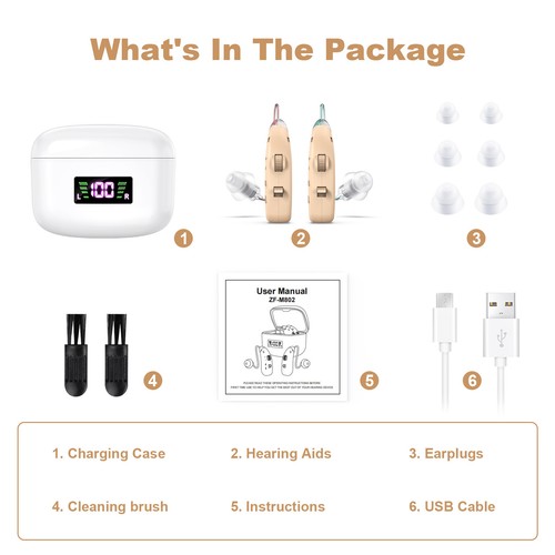 1 Pair Mini Hearing Aids With Rechargeable Case For Seniors with Hearing Loss - Picture 33 of 33