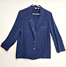Royal Silk Women's Blazer Size 10 Summer Light Jacket Navy Two Button Front