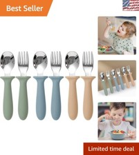 Travel-Friendly Toddler Utensils Set - 6 Pack Stainless Steel  Silicone Cutlery