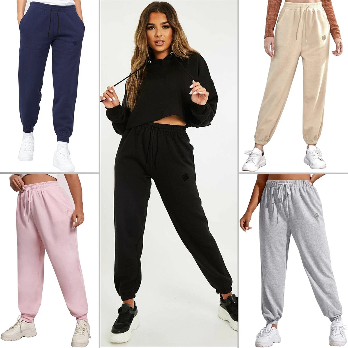 Enzo Womens Oversized Joggers Ladies Gym Cuffed Lounge Bottoms Tracksuit  Pants