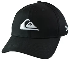 Quiksilver Mountain & Wave White Logo Flex FIt Black Hat
