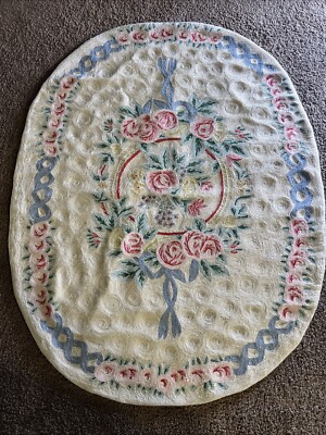 Vtg Ralph Lauren Blu Label  Floral Rug Oval