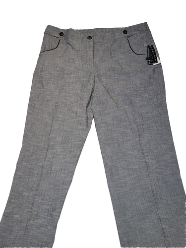 AGB Größe 12 Damen Stretch Hosen grau schwarz Webart gerades Bein Anzughose neu mit Etikett