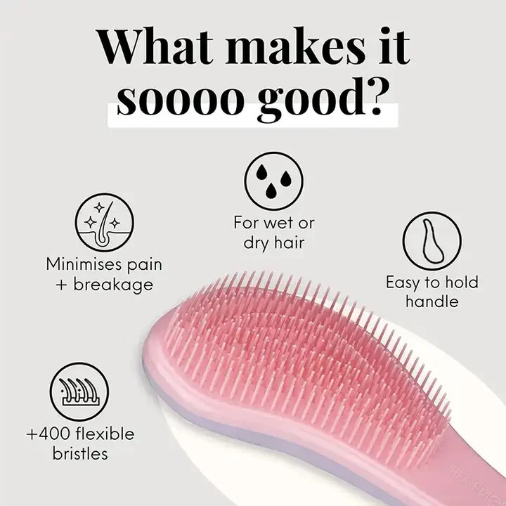 Cepillo desenredante curvo antiestático cepillo para el cabello, moda de salón, Peine curva. Foto 3 de 4