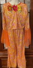 EUC Hippie Groovy Girl Flower Power Halloween Costume Girls size S 4-6 2 PCs