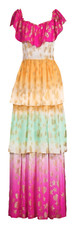 LOVESHACKFANCY Ombre Tiered Maxi Dress in Surfer Fushia Light NWT Size 0