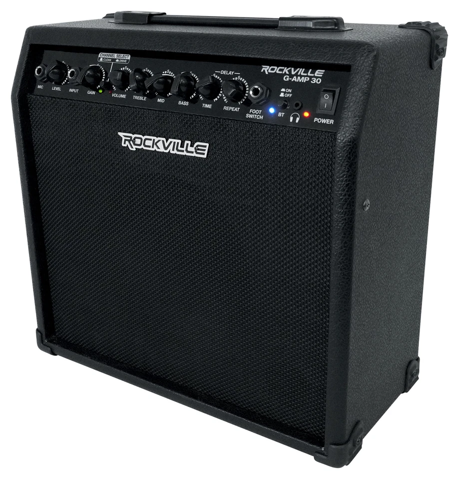 Rockville G-AMP 30 Watt Gitarren Combo Verstärker Amp Bluetooth/Mikro In + Fußschalter - Bild 2 von 4