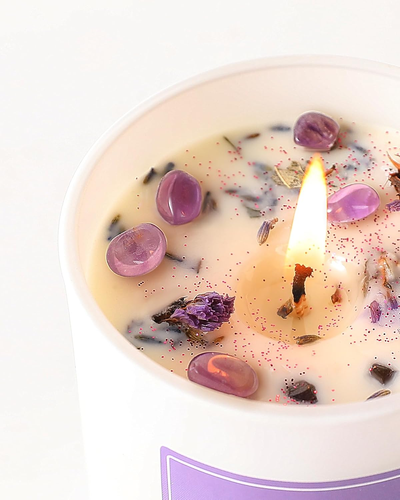 Lavender Scented Candles for Women - Aromatherapy Candle with Crystals Inside, 7 - Picture 3 of 12