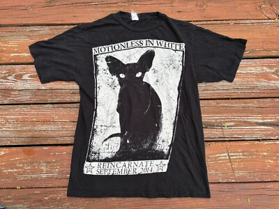 Autographed Motionless In White Black T-Shirt Reincarnate 2014 Sphynx SZ Medium