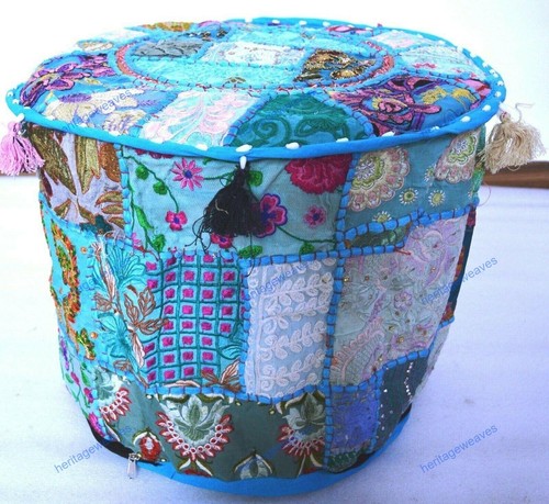Handmade Traditional Decorative Floral Ottoman Pouffe Footstool Chair Cover - Picture 3 of 6
