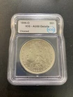1886 O MORGAN DOLLAR ICG AU-50 DET - ABOUT UNCIRCULATED - GREAT DATE - SLAB - $1