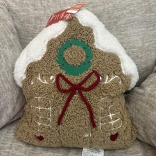 Martha Stewart Gingerbread House Sherpa Throw Pillow NWT