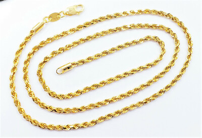 22K Solid Yellow Gold Rope Chain Necklace 22 in 2.5mm Genuine Hallmarked 916