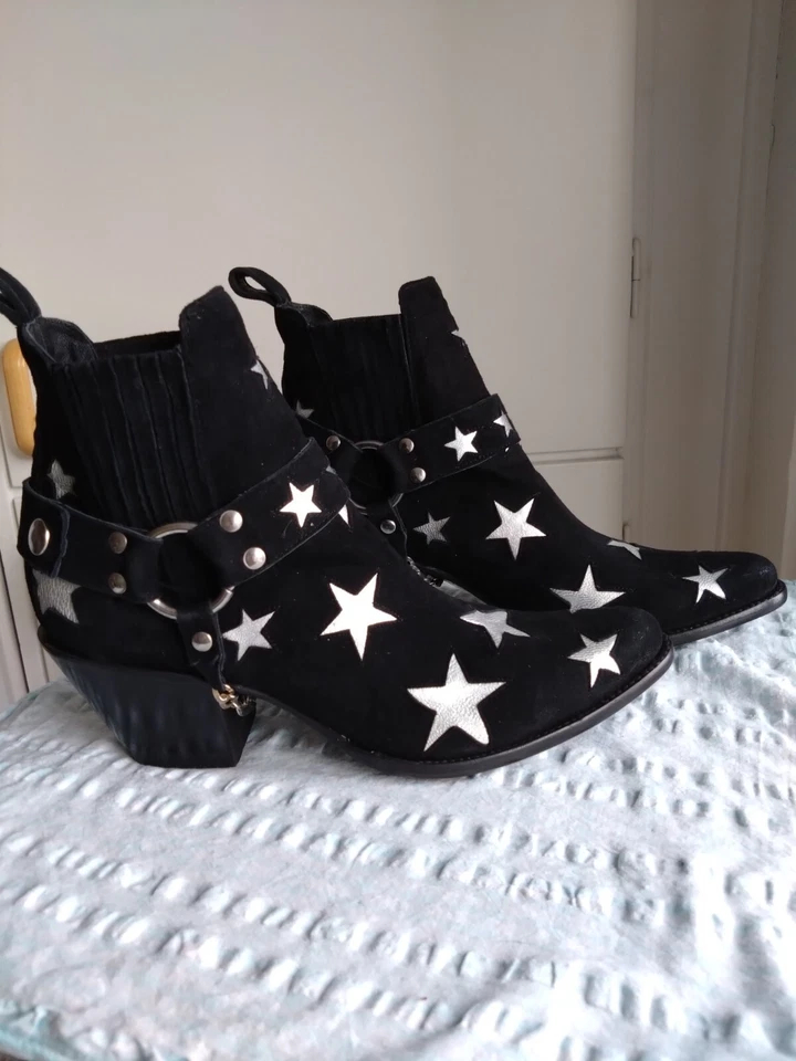 OLD GRINGO MEXICANA CIRCUS BLACK SILVER STARS NEW  EU40 ,US9.5, UK7 COWBOY BOOTS - Bild 1 von 4
