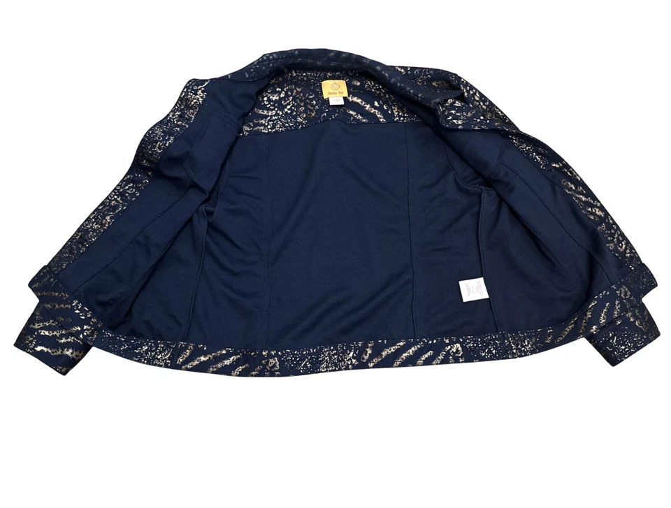 Ruby Road Womens Jacket Leopard Black Gold Pockets Shiny Size 12 - Image 4 of 4