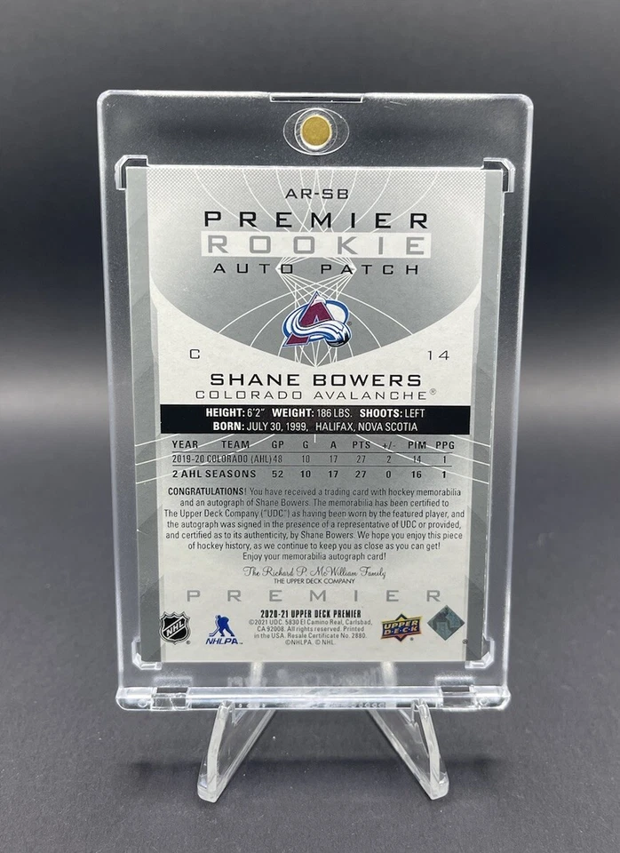 2020-21 Upper Deck Premier Rookie Auto Patch RPA #AR-SB Shane Bowers /249 - Image 2 of 2