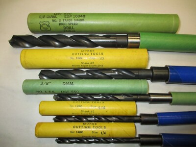 New! 1/4, 5/16, 3/8, 1/2, 5/8'' taper shank drills #1 & 2 Morse tapers USA MADE!
