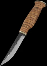 Wood Jewel Fixed Knife 3.63" Carbon Steel Blade Stacked Birch Bark Handle Sheath