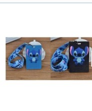 10Pcs cartoon Stitch PVC Lanyard ID Badge Holder Key Neck Strap