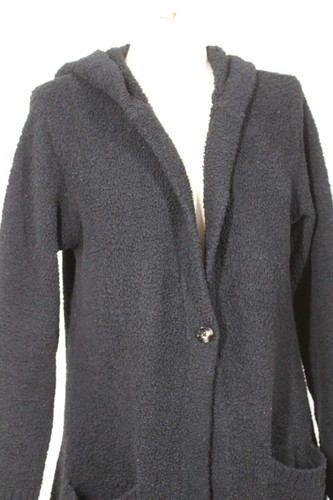 Ugg M/L Black Long One-Button Fuzzy Teddy Cardigan Sweater - Picture 2 of 11