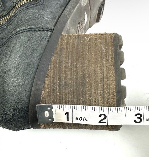 H👣 Lucky Brand Ankle Boots 11 Ninnah Black Leather Distressed Zip Up Womens - Picture 9 of 10