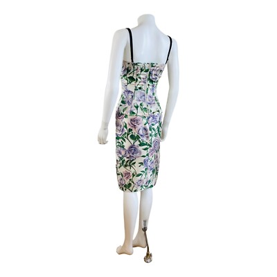 Vintage 2000s Dolce + Gabbana Silk Satin Purple Roses Floral