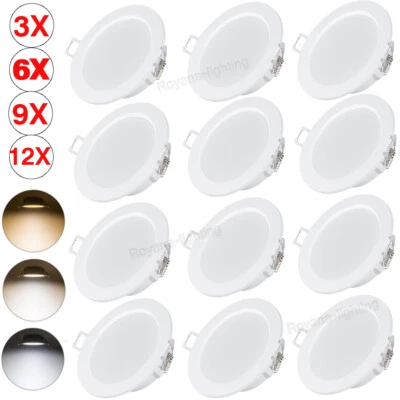 12x LED Einbaustrahler Dimmbar Einbauleuchten Flach Decken Einbau Spot Set 230V - Bild 1 von 4