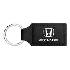 Honda Civic Rectangular Black Leather Key Chain