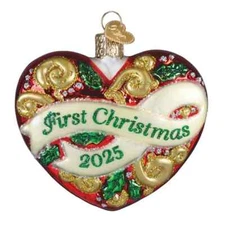 Old World Christmas 2025 FIRST CHRISTMAS HEART (30072) Glass Ornament w/Box