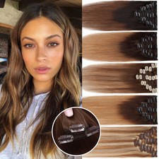 Premium 100 Remy Human Hair Russian Clip in Hair Extensions Full Head Balayage