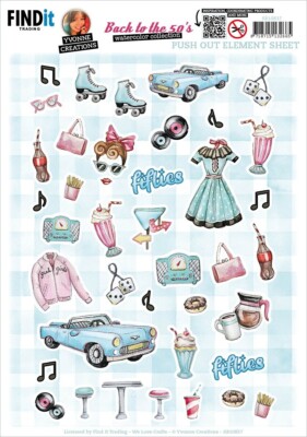 FIND IT TRADING - PUSH OUT ELEMENT SHEET - BACK TO THE 50S - SMALL ELEMENTS A