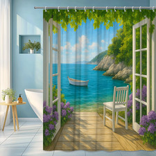 Scenic Ocean View Shower Curtain - Coastal Home Decor