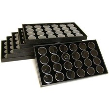 6 24 Black Foam Gem Jars with Jewelry Stackable Display Trays 14 3/4" x 8 1/4"