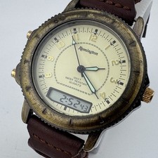 Vintage Remington Analog Digital Watch Men 30m Bronze Rotating Bezel New Battery