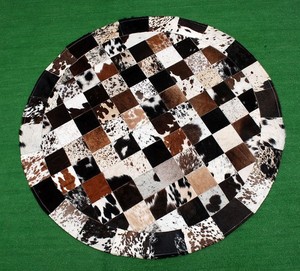 Cowhide Round Patchwork Carpet Handmade Cowhide Carpet (36"x36") Home Décor 344
