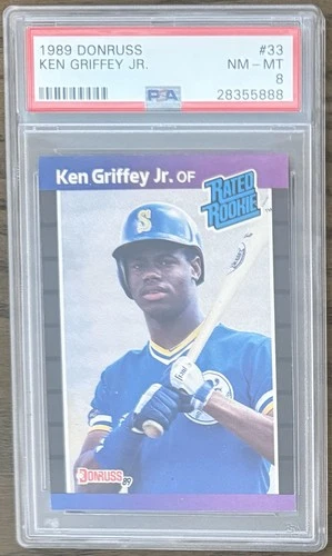1989 DONRUSS - KEN GRIFFEY JR. - RATED ROOKIE - #33 - PSA 8 - SEATTLE MARINERS