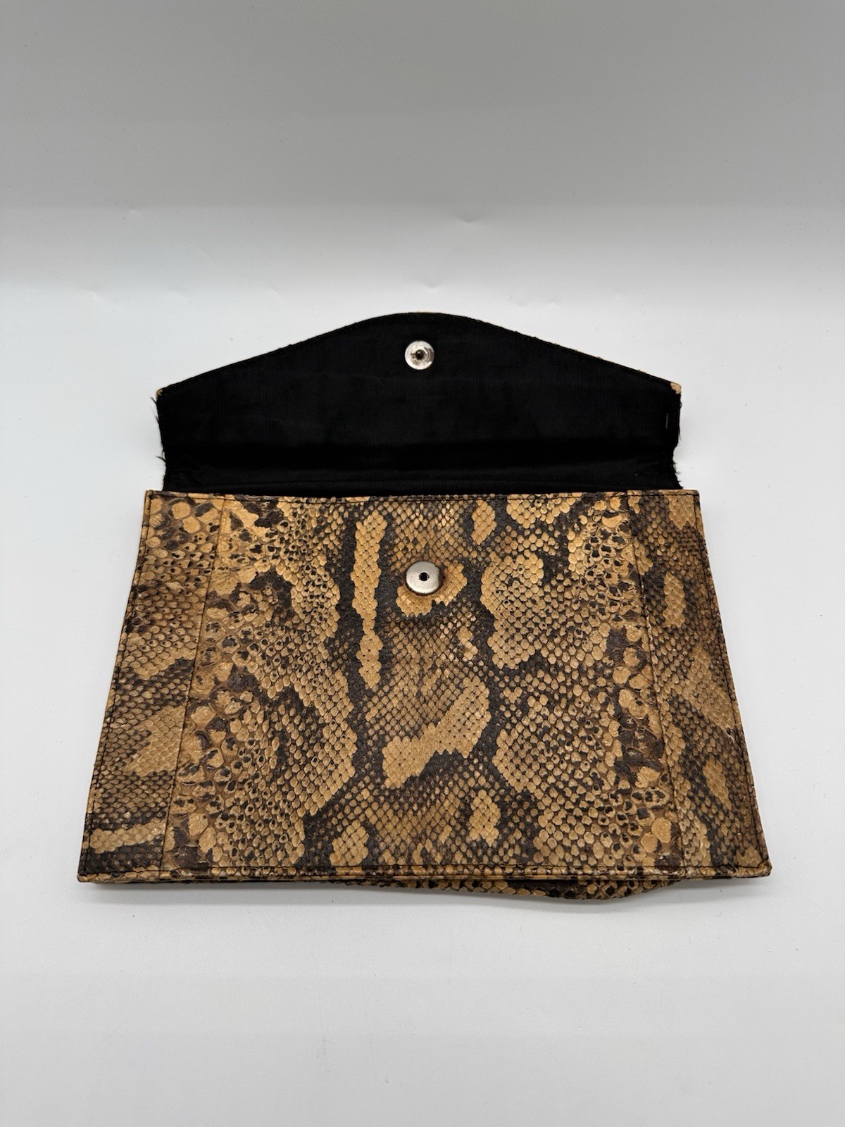 Genuine Python Envelope Wallet Clutch Brown Black… - image 2