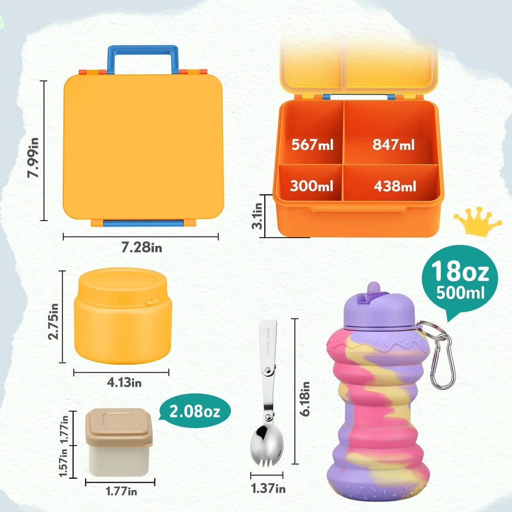 Insulated Kids Bento Lunch Box with 9oz Soup Thermo Container