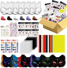 Blurap 83 PCS Therian Mask Kit Halloween Cat Masks Arts Crafts Kit DIY Furry Mas