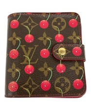 Louis Vuitton x Takashi Murakami Monogram Cherry Compact Zip Wallet M95005 Auth