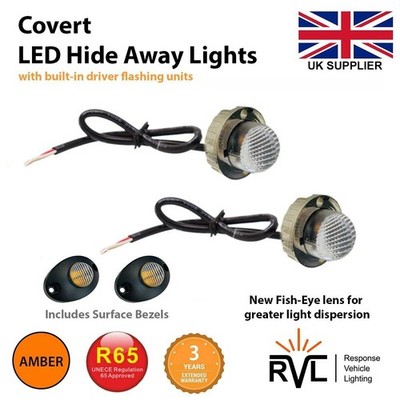 AMBER HIDE AWAY LIGHTS Blinkende LED Lichtleiste Recovery R65 Strobe Beacon 12V 24V