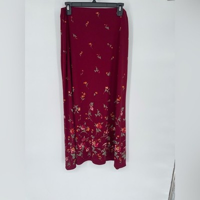 Jaclyn Smith Burgundy Floral A-Line Skirt