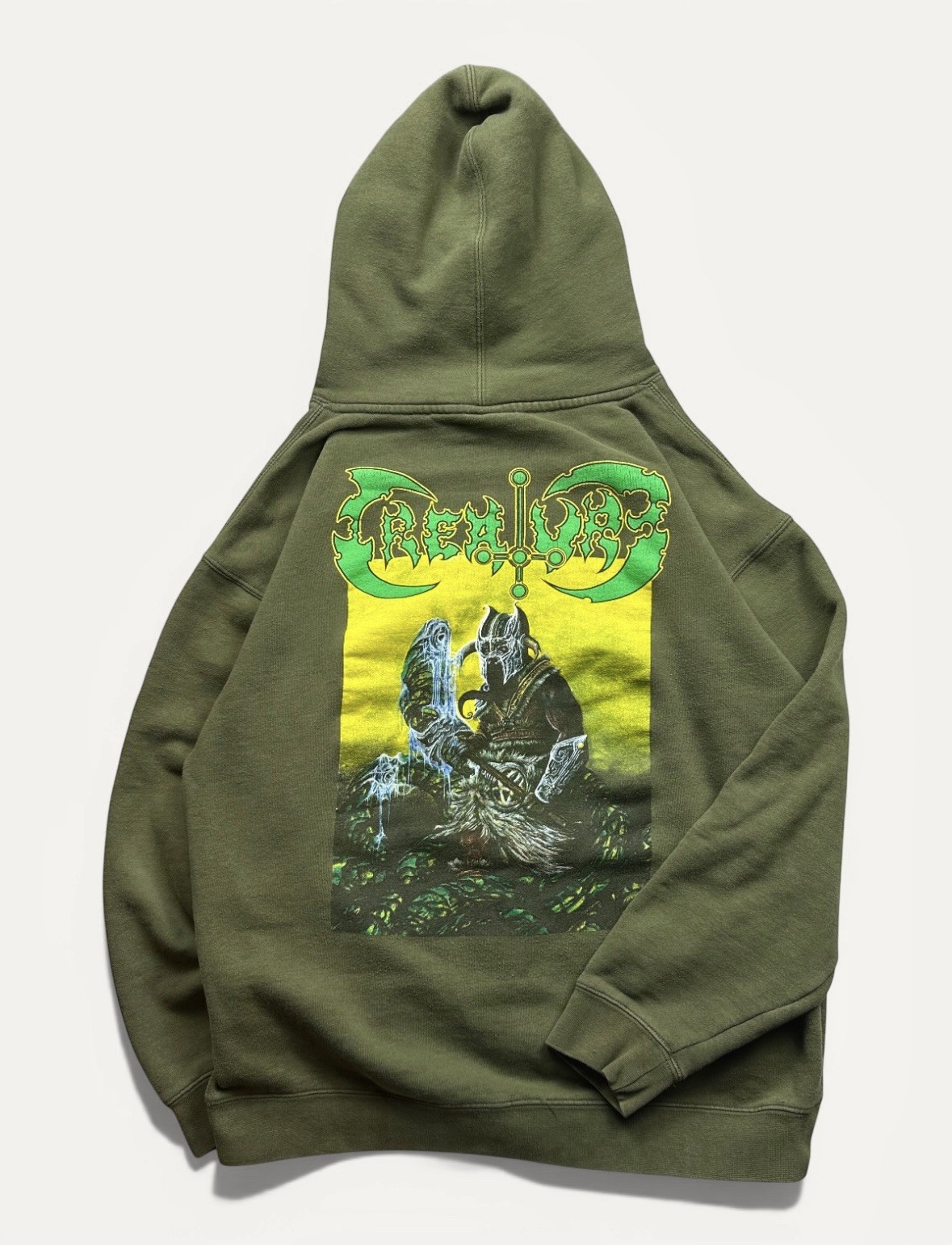 Co Graphic Print Hoodie Green Xl Y2k Knight