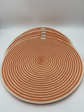 Deborah Rhodes New York Braided Nylon Placemat Set Four Orange and Ecru 15 Inch